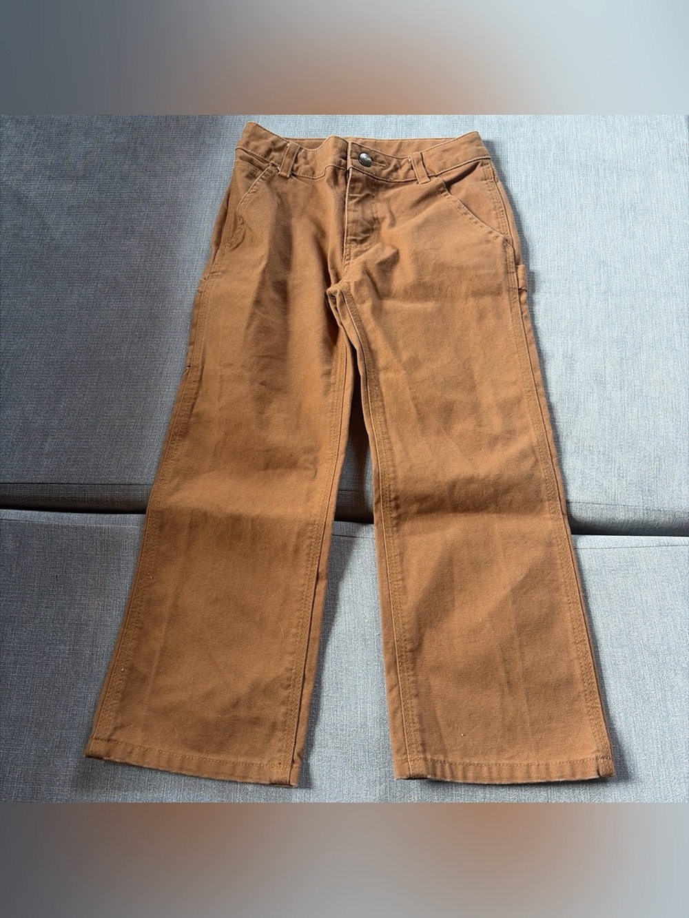 Carhartt Boys Carpenter Pants Brown Cotton Canvas BN8311-B Size 5 Adjustable